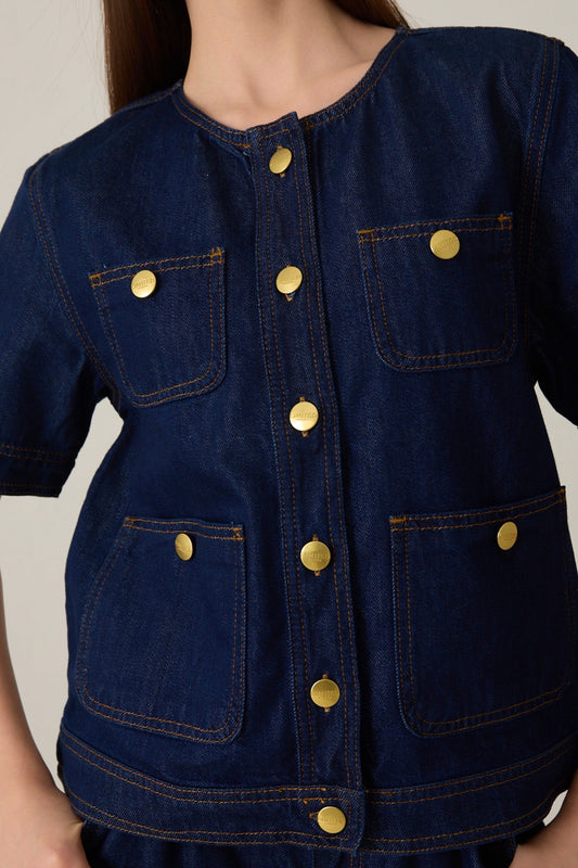Denim Gold Düğme Ceket