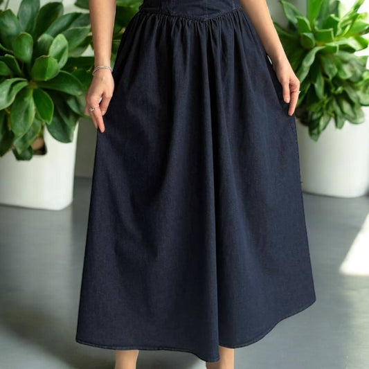 Denim Straplez Elbise