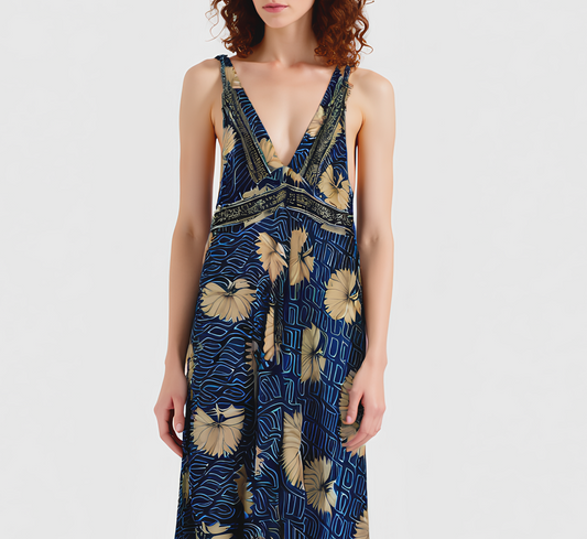 Indigo Bloom Bohem İpek Elbise