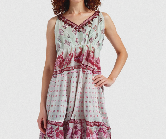 Rose Bohem Pamuklu Mini Elbise